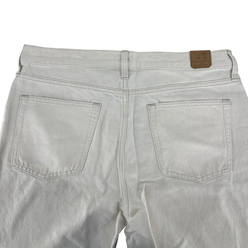 J.Crew Men's Classic summerweight jean Cotton Linen Natural Ecru 35 x 32 NWT